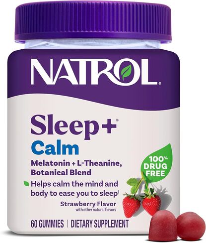 Natrol Sleep+ Calm, Drug Free Sleep Aid Supplement, Calm an Active Mind, Ease to Sleep, 60 Strawberry Flavored Gummies in Saudi Arabia