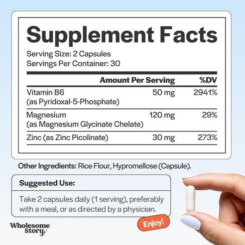 3-in-1 Zinc Picolinate Magnesium Glycinate Supplements with Vitamin B6 | Magnesium and Zinc Vitamin | Reproductive & Fertility Health, Hormone Balance, Immune System Support | 60 Vegetarian Capsules in Saudi Arabia