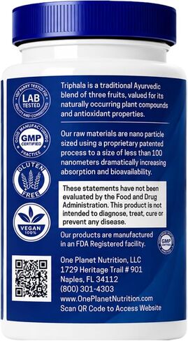 Nano Triphala Powder - Nanoparticle Triphala Supplements from 3 Fruits - Amalaki, Bibhitaki, & Haritaki - Non-GMO - Gluten-Free & Vegan Triphala Powder for Men & Women, 8 oz (227g) in Kuwait