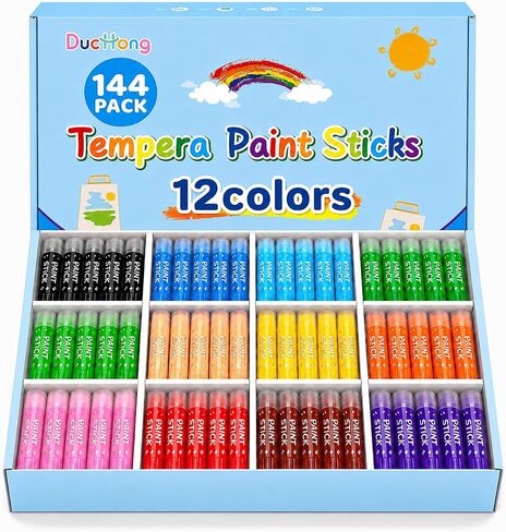 144 Tempera Paint Sticks Bulk, Washable Solid Crayons in 12 Colors in Kuwait
