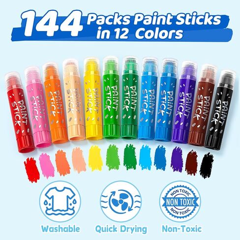 144 Tempera Paint Sticks Bulk, Washable Solid Crayons in 12 Colors in Kuwait