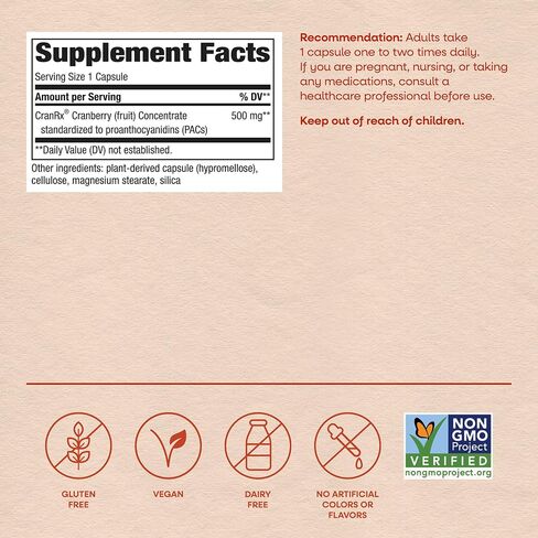 Nature's Way CranRx BioActive Cranberry Urinary Health 500 mg potency, Once Daily, 30 VCaps in Kuwait