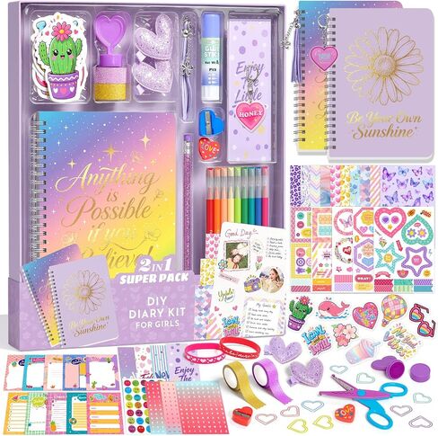 Axirata 2-Pack DIY Journal Kit for Girls 6-8-14 Year Old Scrapbook Gifts in Kuwait