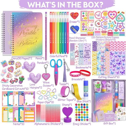 Axirata 2-Pack DIY Journal Kit for Girls 6-8-14 Year Old Scrapbook Gifts in Kuwait