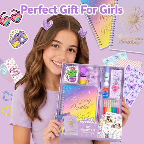 Axirata 2-Pack DIY Journal Kit for Girls 6-8-14 Year Old Scrapbook Gifts in Kuwait