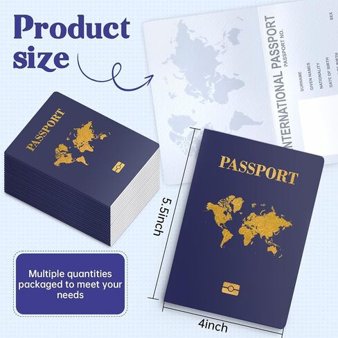 10 Pcs Blank Passport Book – Blank Fake Passport Notebooks for Pretend Travel, Party Supplies, School Projects, Travel-Themed Events in Kuwait