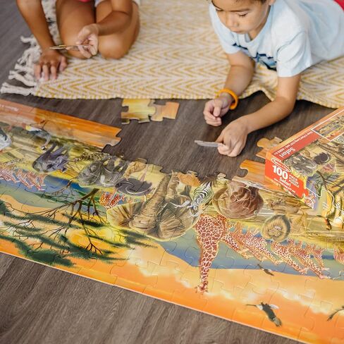 Melissa & Doug African Plains Safari Jumbo Jigsaw Floor Puzzle (100 pcs, Over 4 feet Long) in Kuwait