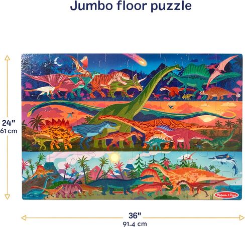 Melissa & Doug Dinosaurs Jumbo Floor Puzzle 48-Piece Set with Guide in Kuwait
