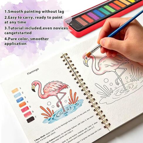 2-Pack Watercolor Workbook,Watercolor Coloring Book Set,12-Color Paint Set with Brush,Beginner-Friendly Watercolor Workbooks for Adults,Perfect for Gifting to Spark Creativity & Joy for Adults in Saudi Arabia