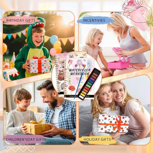 2-Pack Watercolor Workbook,Watercolor Coloring Book Set,12-Color Paint Set with Brush,Beginner-Friendly Watercolor Workbooks for Adults,Perfect for Gifting to Spark Creativity & Joy for Adults in Saudi Arabia