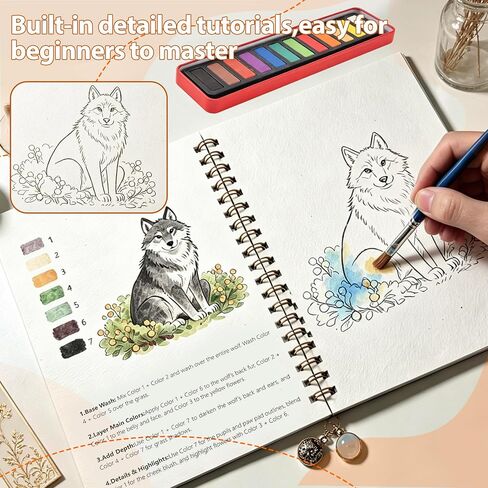 2-Pack Watercolor Workbook,Watercolor Coloring Book Set,12-Color Paint Set with Brush,Beginner-Friendly Watercolor Workbooks for Adults,Perfect for Gifting to Spark Creativity & Joy for Adults in Saudi Arabia