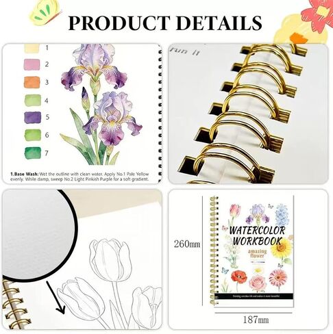 2-Pack Watercolor Workbook,Watercolor Coloring Book Set,12-Color Paint Set with Brush,Beginner-Friendly Watercolor Workbooks for Adults,Perfect for Gifting to Spark Creativity & Joy for Adults in Saudi Arabia