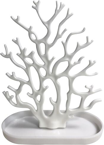 Coral Tree Jewelry Hanging Stand Display Table Top Necklace Bracelet Holder Earring Hanger Organizer Rack Tower with a Ring Watch Dish Tray for Women Girls (Black) in Saudi Arabia