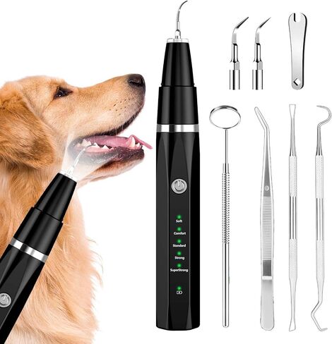 Ni-SHEN Plaque Remover for Teeth - Pet Ultrasonic Cleaner - Teeth Cleaning Kit for Tartar and Stains - Suitable for Dogs and Cats (Black) in Saudi Arabia