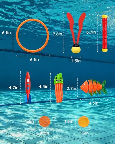 31Pcs Swim Dive Toys Pool Games Outdoor Water Essential Bath Accessories for Kid Toy Age 3 4 5 6 7 8 9 10 11 12 Year Old Cool Girl Boy Stuff Fun Summer Gift in Kuwait