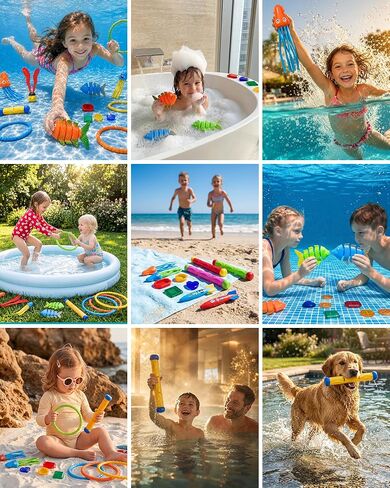 31Pcs Swim Dive Toys Pool Games Outdoor Water Essential Bath Accessories for Kid Toy Age 3 4 5 6 7 8 9 10 11 12 Year Old Cool Girl Boy Stuff Fun Summer Gift in Kuwait