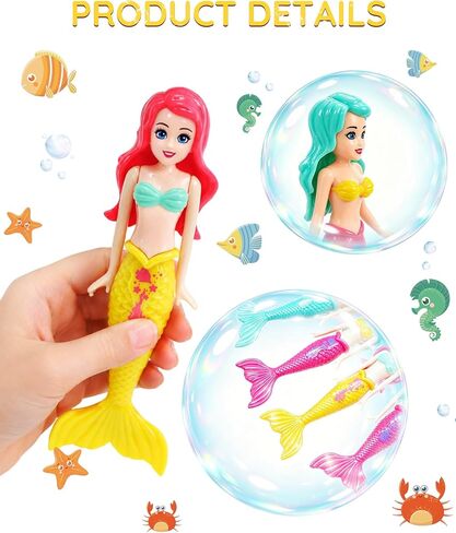 4 Pcs Mermaid Swim Dive Toys Pool Games Outdoor Water Essential Bath Accessories for Kid Toy Age 3 4 5 6 7 8 9 10 11 12 Year Old Cool Girl Boy Stuff Fun Summer Gift in Kuwait