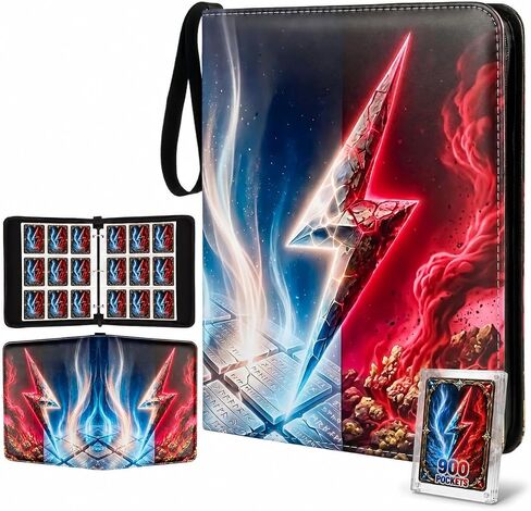 Lightning Trading Card Binder, 900 Cards, 9-Pocket Pages, Zipper in Kuwait