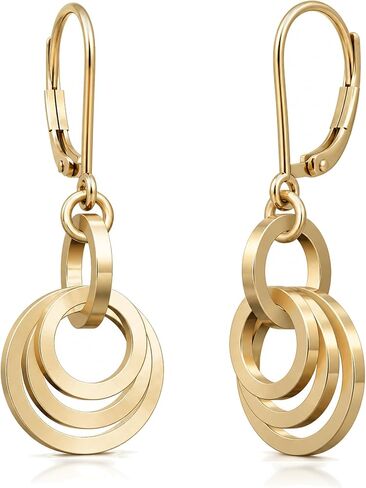 Short Circle Gold Dangle Earrings For Women –Simple 14K Gold Filled Drop Earrings – Round Chunky Gold Earrings for Women Trendy – Cute Jewelry Gift Idea for Wife or Mother in Kuwait