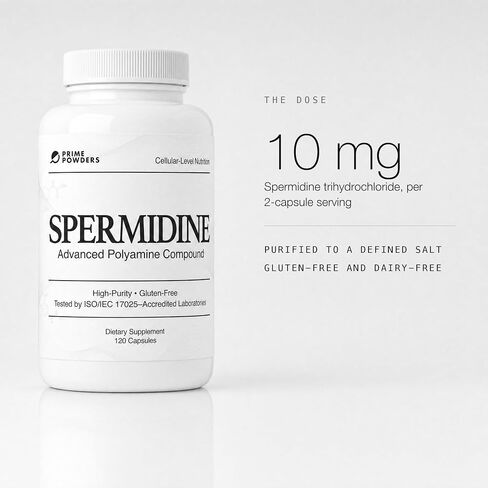 Spermidine Capsules 𝗚𝗟𝗨𝗧𝗘𝗡 𝗙𝗥𝗘𝗘 99% Concentration 100x More Potent than Wheat Germ Extract for Anti-Aging DNA Telomere Support in Kuwait
