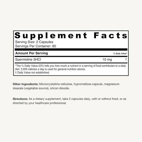 Spermidine Capsules 𝗚𝗟𝗨𝗧𝗘𝗡 𝗙𝗥𝗘𝗘 99% Concentration 100x More Potent than Wheat Germ Extract for Anti-Aging DNA Telomere Support in Kuwait