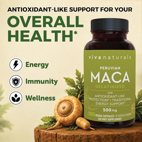 Peruvian Maca Root Supplement for Women & Men, 500mg - Traditionally Used to Support Sexual Well-Being, Stamina & Endurance - 250 Yellow Maca Root Powder Capsules in Kuwait