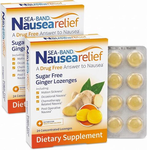 Sea-Band Ginger Lozenges, Drug and Sugar Free, for Motion Sickness and Nausea Relief in Kuwait