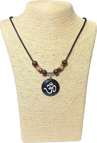 Om Ohm Sanskrit Symbol Yoga Charm Om Symbol Luminous Necklace Chakra Healing Energy Necklace Meditation Jewelry (Om Ohm black resin) in Kuwait