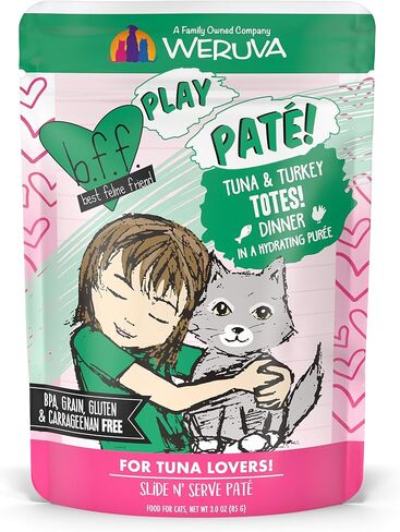 Weruva B.F.F. Play - Best Feline Friend Paté Lovers, Aw Yeah!, Paté Partay! Variety Pack, 3oz Pouch (Pack of 12) in Kuwait