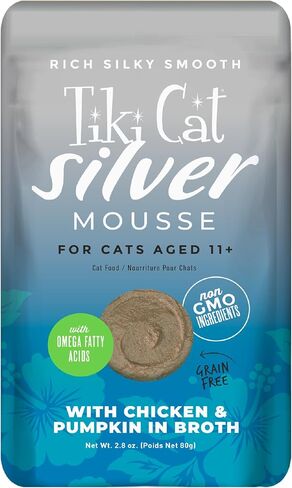 Tiki Cat Silver Wet Cat Food, Chicken & Pumpkin, 2.8oz Pouch, 12ct in Kuwait