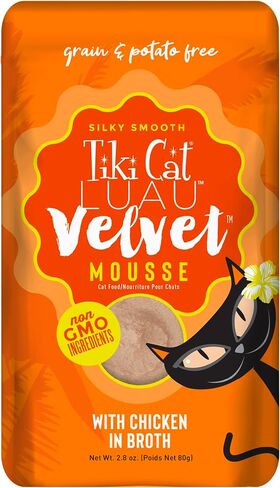 Tiki Cat Luau Velvet Mousse Wet Cat Food, Chicken, 2.8oz Pouch, 12ct in Saudi Arabia