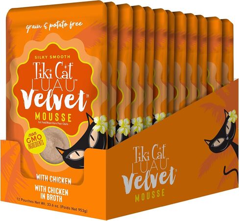 Tiki Cat Luau Velvet Mousse Wet Cat Food, Chicken, 2.8oz Pouch, 12ct in Saudi Arabia
