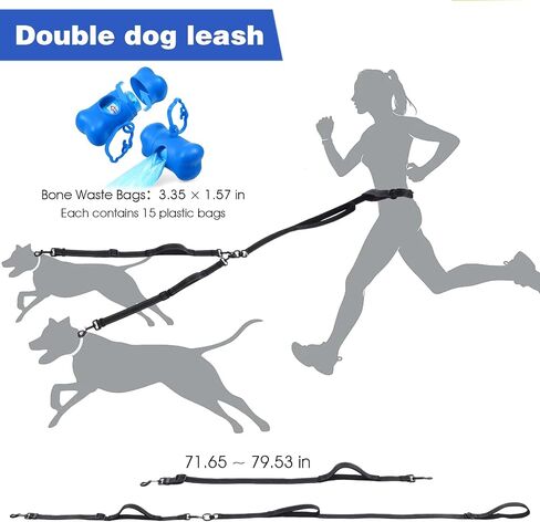 Double Dog Leash with Bowl and Waste Bags in Saudi Arabia