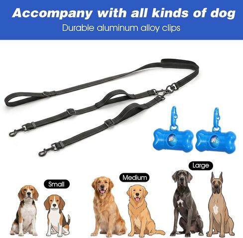 Double Dog Leash with Bowl and Waste Bags in Saudi Arabia