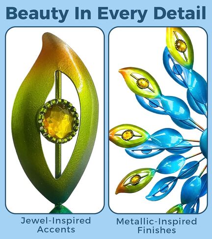 63" Metal Wind Spinner Outdoor, Double-Sided Garden Art Decor in Kuwait