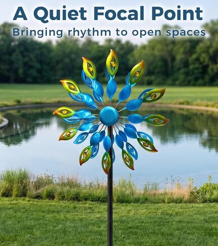 63" Metal Wind Spinner Outdoor, Double-Sided Garden Art Decor in Kuwait