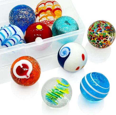 Taken All 10pcs 35mm Handmade Glass Marbles 1.38" Shooters for Ring Game & Home Decor in Saudi Arabia