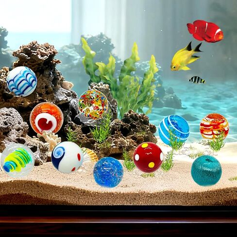 Taken All 10pcs 35mm Handmade Glass Marbles 1.38" Shooters for Ring Game & Home Decor in Saudi Arabia