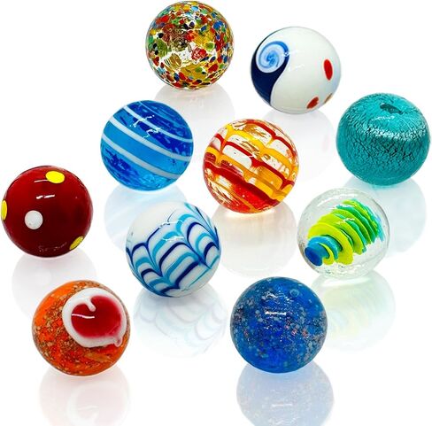 Taken All 10pcs 35mm Handmade Glass Marbles 1.38" Shooters for Ring Game & Home Decor in Saudi Arabia