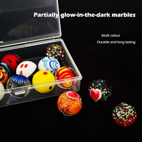 15Pcs Glass Marbles 25mm Large Shooter Marbles, 1" Handmade Colorful Assorted Marbles for Classic Marble Games, Home Decor Vase Fillers, DIY Craft Projects and Marble Run Accessories for Kids Aged 6+ in Saudi Arabia