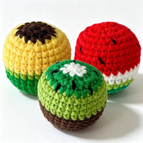 3 Pack Crochet Hacky Footbags, Fruits Style Kick Sack Balls in Kuwait