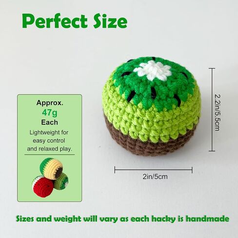 3 Pack Crochet Hacky Footbags, Fruits Style Kick Sack Balls in Kuwait