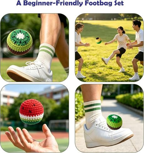 3 Pack Crochet Hacky Footbags, Fruits Style Kick Sack Balls in Kuwait