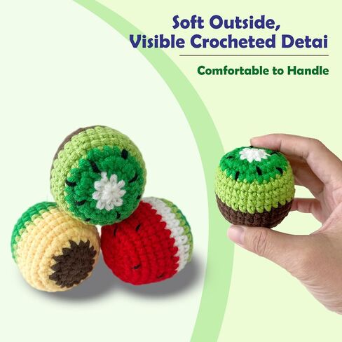 3 Pack Crochet Hacky Footbags, Fruits Style Kick Sack Balls in Kuwait