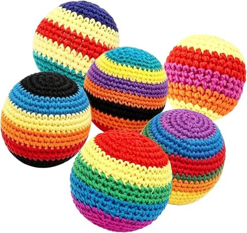Hacky Footbag Sack Set, Colorful Handmade Knitted Kick Balls, Sand Filled Durable Cotton Juggling Toss Bags for Kids Adults, Outdoor Games, Playground, Party & Travel in Kuwait