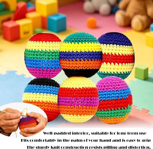 Hacky Footbag Sack Set, Colorful Handmade Knitted Kick Balls, Sand Filled Durable Cotton Juggling Toss Bags for Kids Adults, Outdoor Games, Playground, Party & Travel in Kuwait