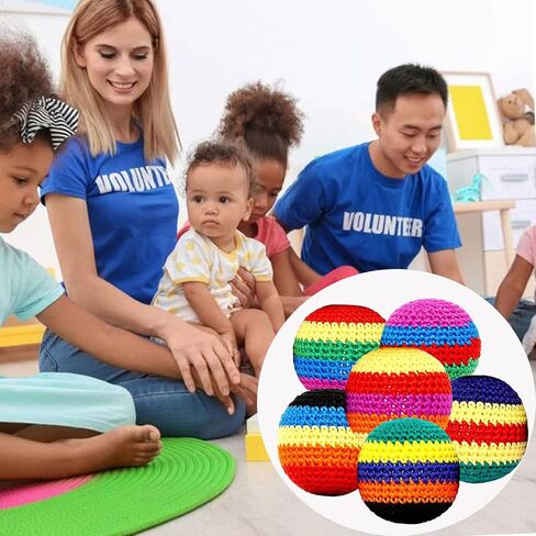 Hacky Footbag Sack Set, Colorful Handmade Knitted Kick Balls, Sand Filled Durable Cotton Juggling Toss Bags for Kids Adults, Outdoor Games, Playground, Party & Travel in Kuwait
