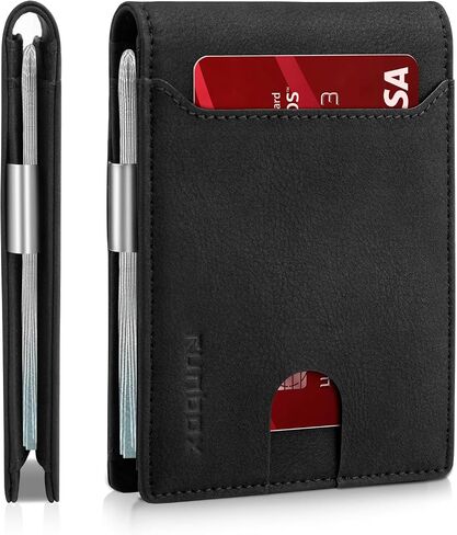 RUNBOX Slim Wallet for Men - RFID Blocking Leather Bifold with Money Clip in Kuwait