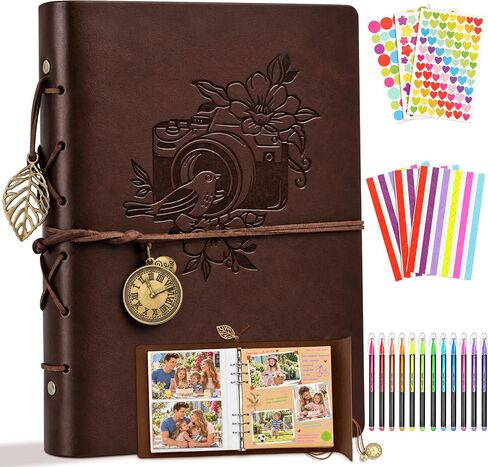 Photo Album 4x6 160 Photos, Leather Scrapbook Album with 60 Writable Pages in Kuwait