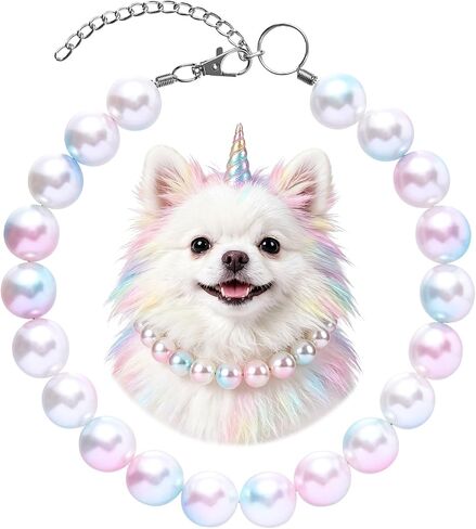 Dog Pearl Necklace Collar Faux Pearl Dog Jewelry Necklace for Small to Large Dogs, Elegant Pet Necklace for Wedding Birthday Party Photos, Adjustable Dogs Dress Up Accessory (White, S) in Kuwait